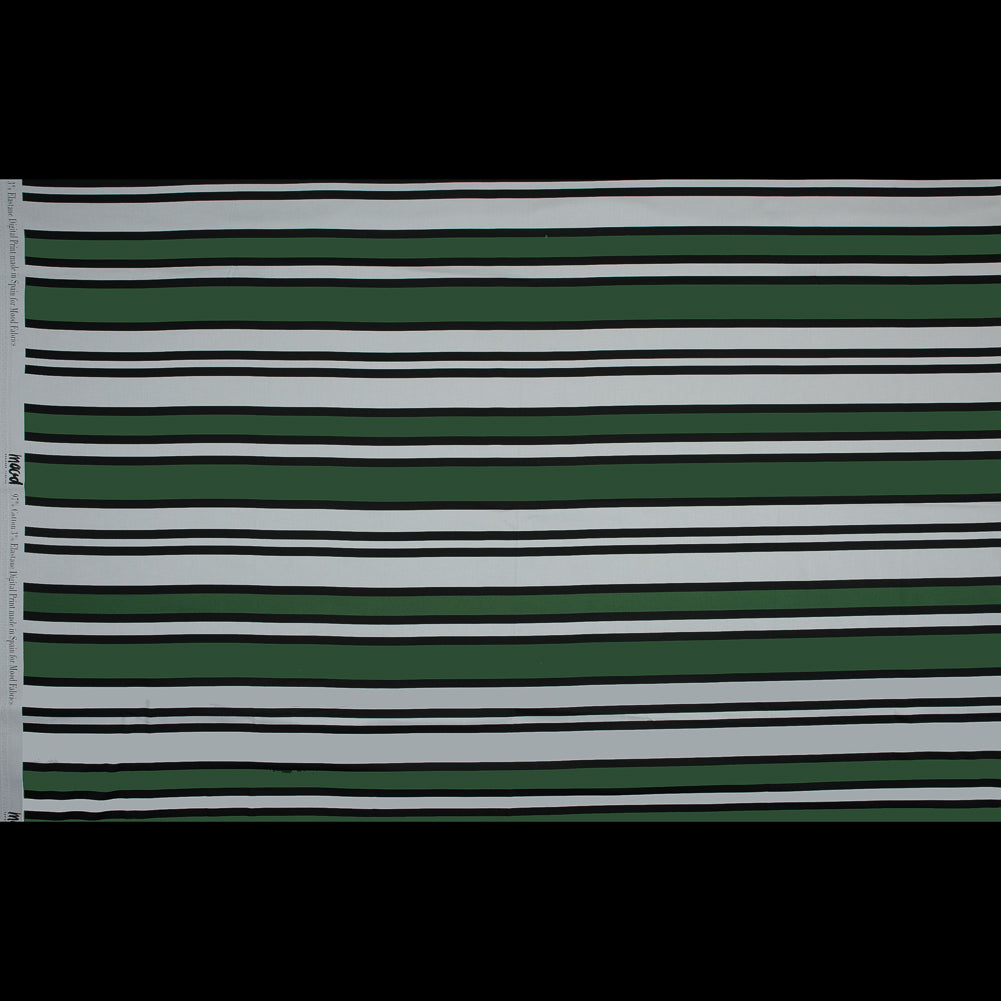 Stretch Cotton Sateen - Green and White Stripes - Aina Stripe Print - Mood Exclusive Aloha Collection - Full