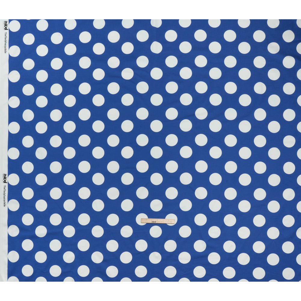 Stretch Cotton Sateen - Blue and White Polka Dots - Mood Exclusive Mahina Dots Print - Full