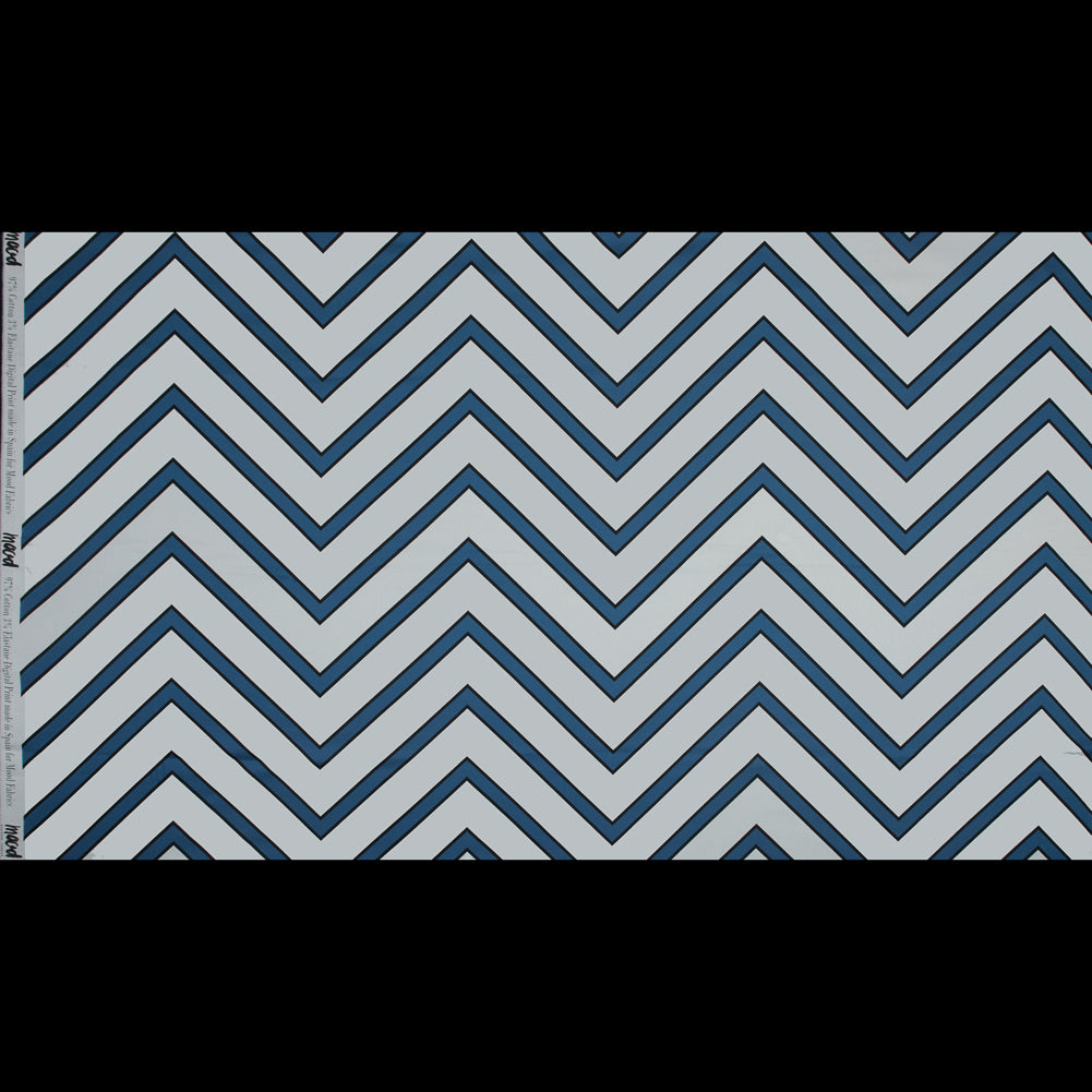 Stretch Cotton Sateen - Blue Chevrons - Mood Exclusive Hele Zig-Zag Print - Full