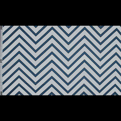 Stretch Cotton Sateen - Blue Chevrons - Mood Exclusive Hele Zig-Zag Print