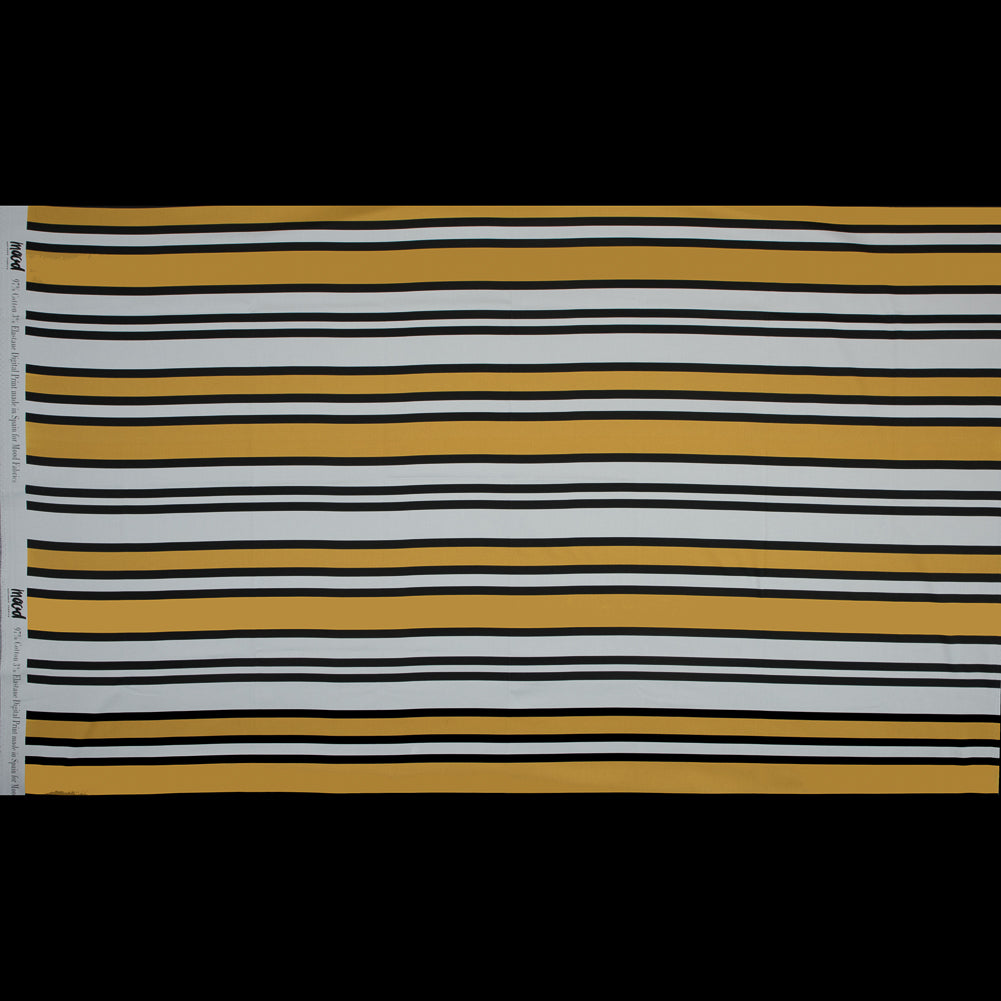 Stretch Cotton Sateen - Yellow and White Stripes - Aina Stripe Print - Mood Exclusive Aloha Collection - Full