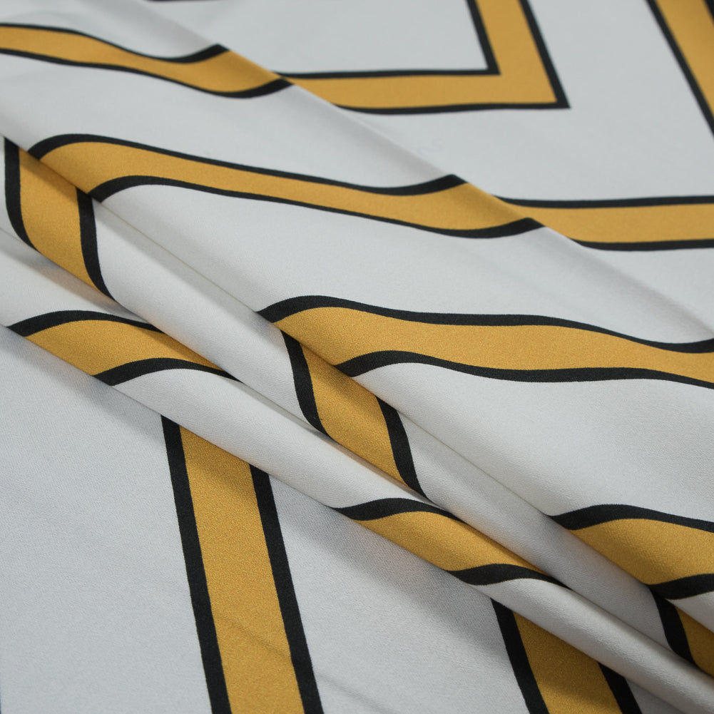 Stretch Cotton Sateen - Yellow Chevrons - Hele Zig-Zag Print - Mood Exclusive Aloha Collection - Folded