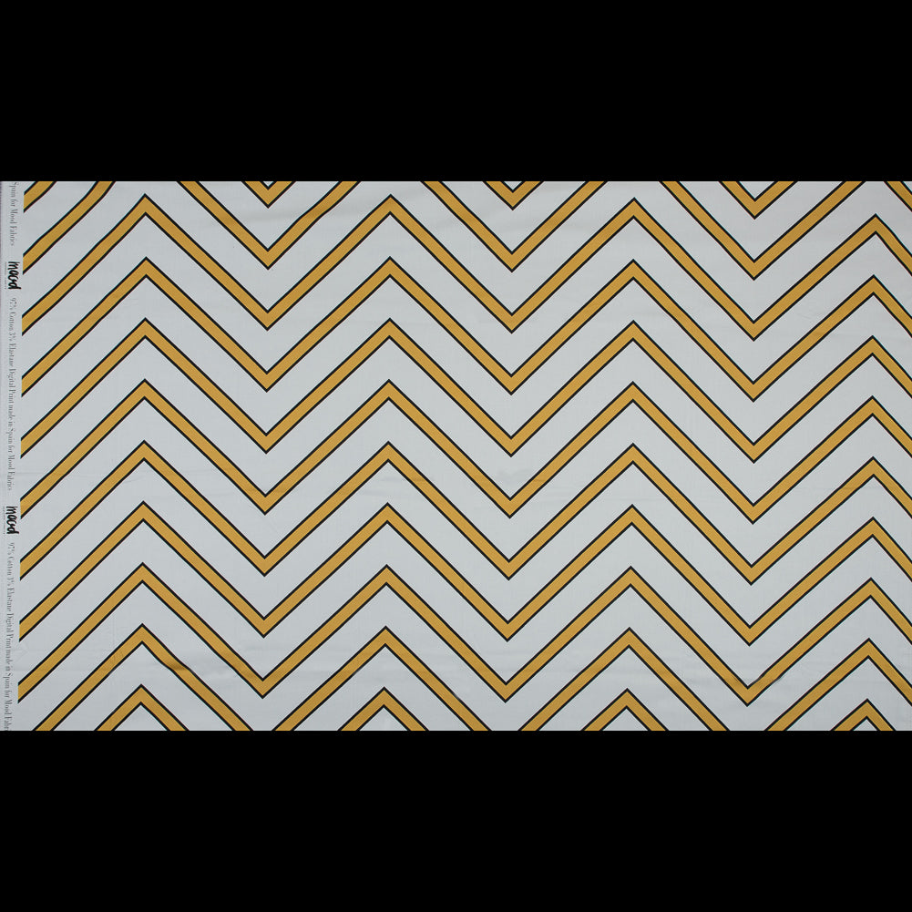 Stretch Cotton Sateen - Yellow Chevrons - Hele Zig-Zag Print - Mood Exclusive Aloha Collection - Full