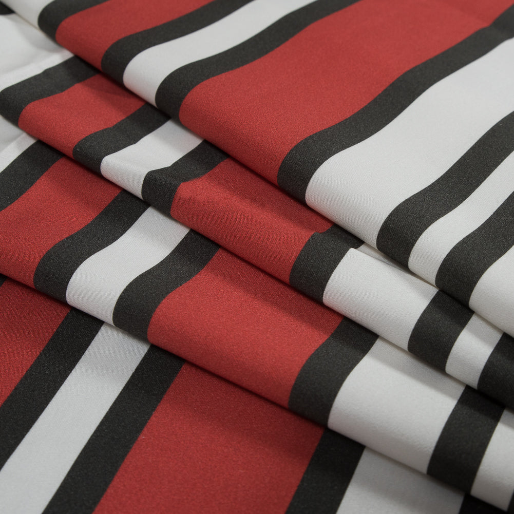 Stretch Cotton Sateen - Red and White Stripes - Mood Exclusive Aina Stripe Print - Folded