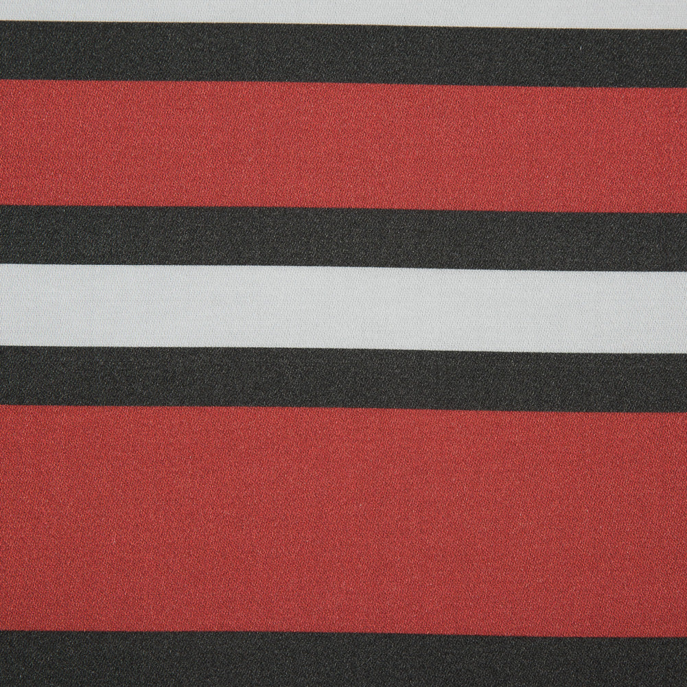 Stretch Cotton Sateen - Red and White Stripes - Mood Exclusive Aina Stripe Print - Detail