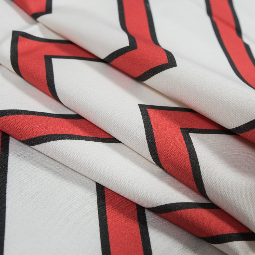 Stretch Cotton Sateen - Red Chrevrons - Mood Exclusive Hele Zig-Zag Print - Folded