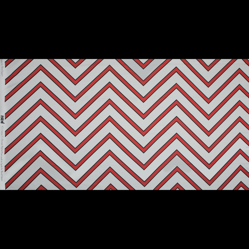 Stretch Cotton Sateen - Red Chrevrons - Mood Exclusive Hele Zig-Zag Print - Full