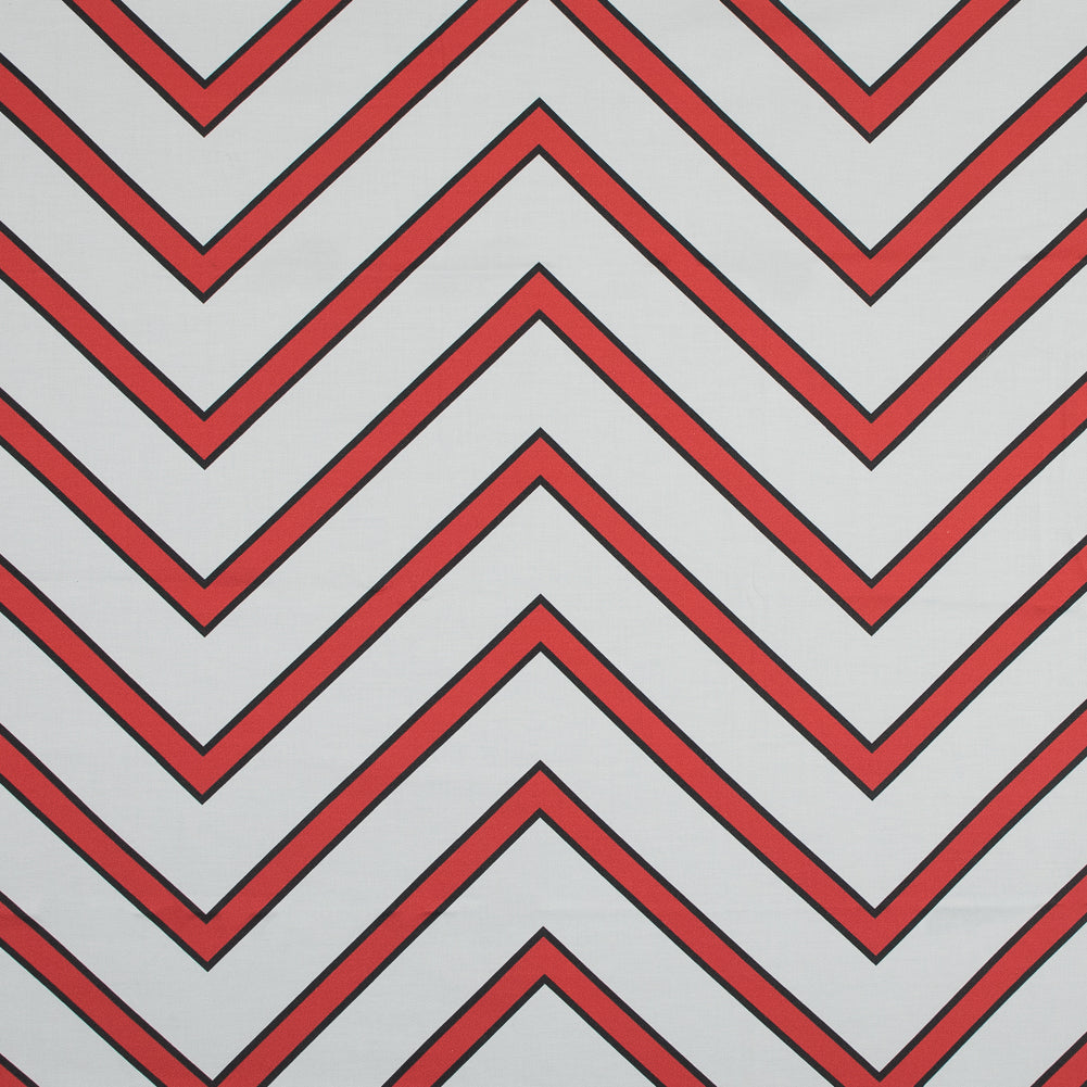 Stretch Cotton Sateen - Red Chrevrons - Mood Exclusive Hele Zig-Zag Print