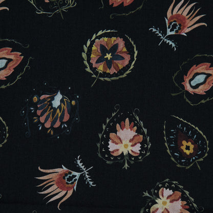 Cotton Voile - Black Floral - Heliconia Flame Print - Mood Exclusive Aloha Collection