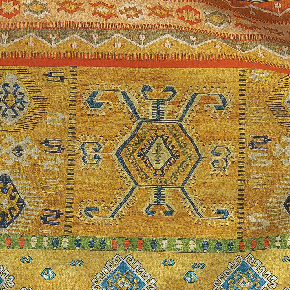 Cotton Voile - Yellow Geometric Stripes - Vishnu's Freedom Print - Mood Exclusive Surya Collection - Detail