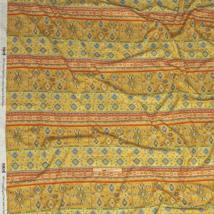 Cotton Voile - Yellow Geometric Stripes - Vishnu's Freedom Print - Mood Exclusive Surya Collection
