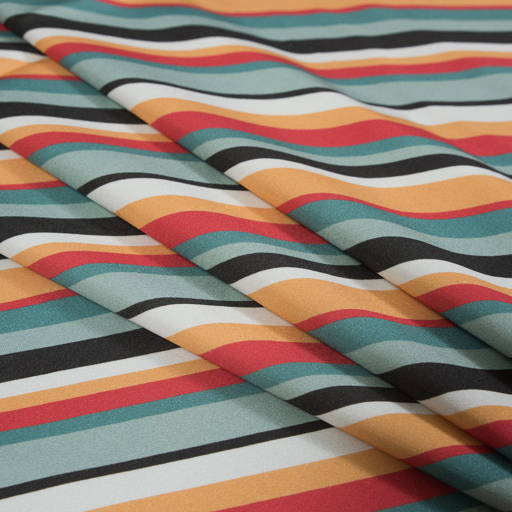 Stretch Cotton Sateen - Orange and Blue Diagonal Stripes - Prajapati's Gift Print - Mood Exclusive Surya Collection - Folded