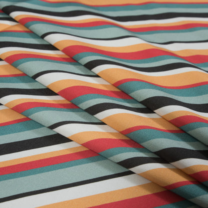 Stretch Cotton Sateen - Orange and Blue Diagonal Stripes - Prajapati's Gift Print - Mood Exclusive Surya Collection
