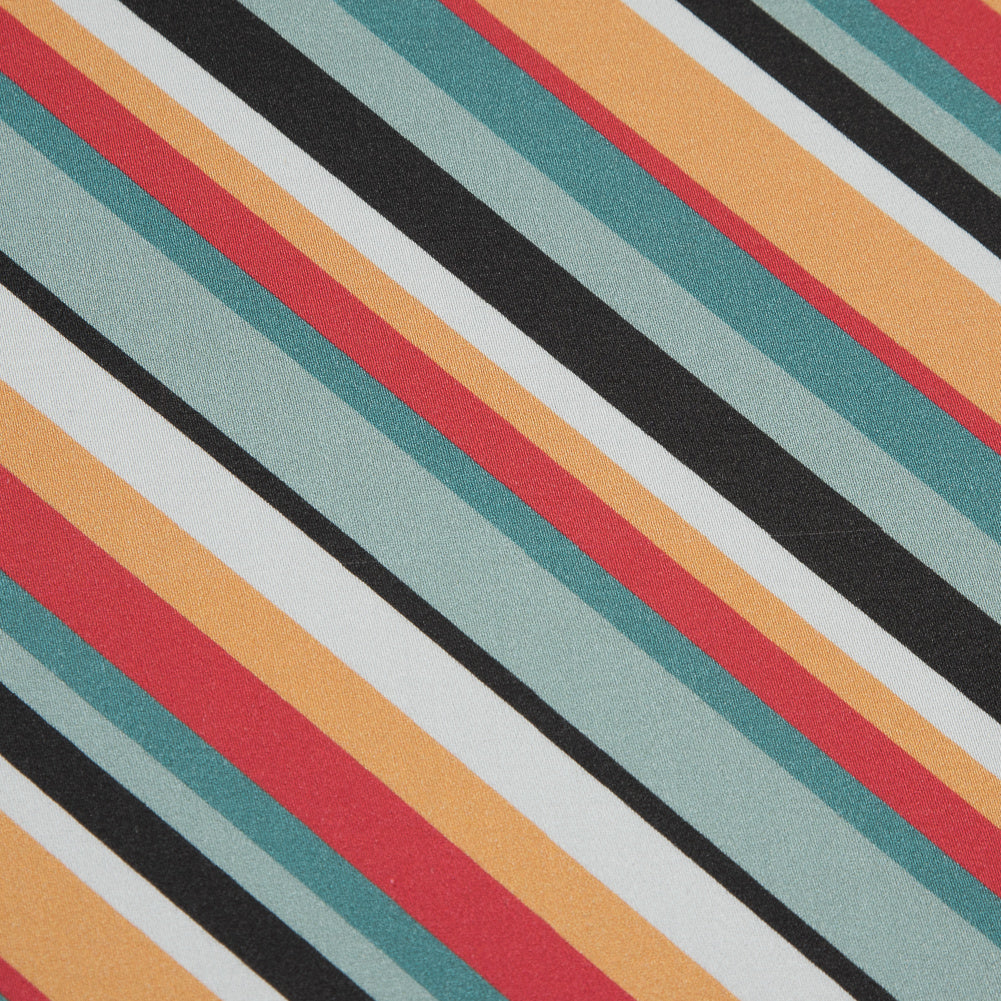 Stretch Cotton Sateen - Orange and Blue Diagonal Stripes - Prajapati's Gift Print - Mood Exclusive Surya Collection - Detail
