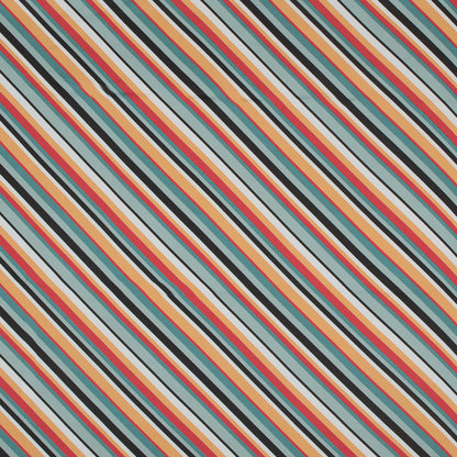 Stretch Cotton Sateen - Orange and Blue Diagonal Stripes - Prajapati's Gift Print - Mood Exclusive Surya Collection