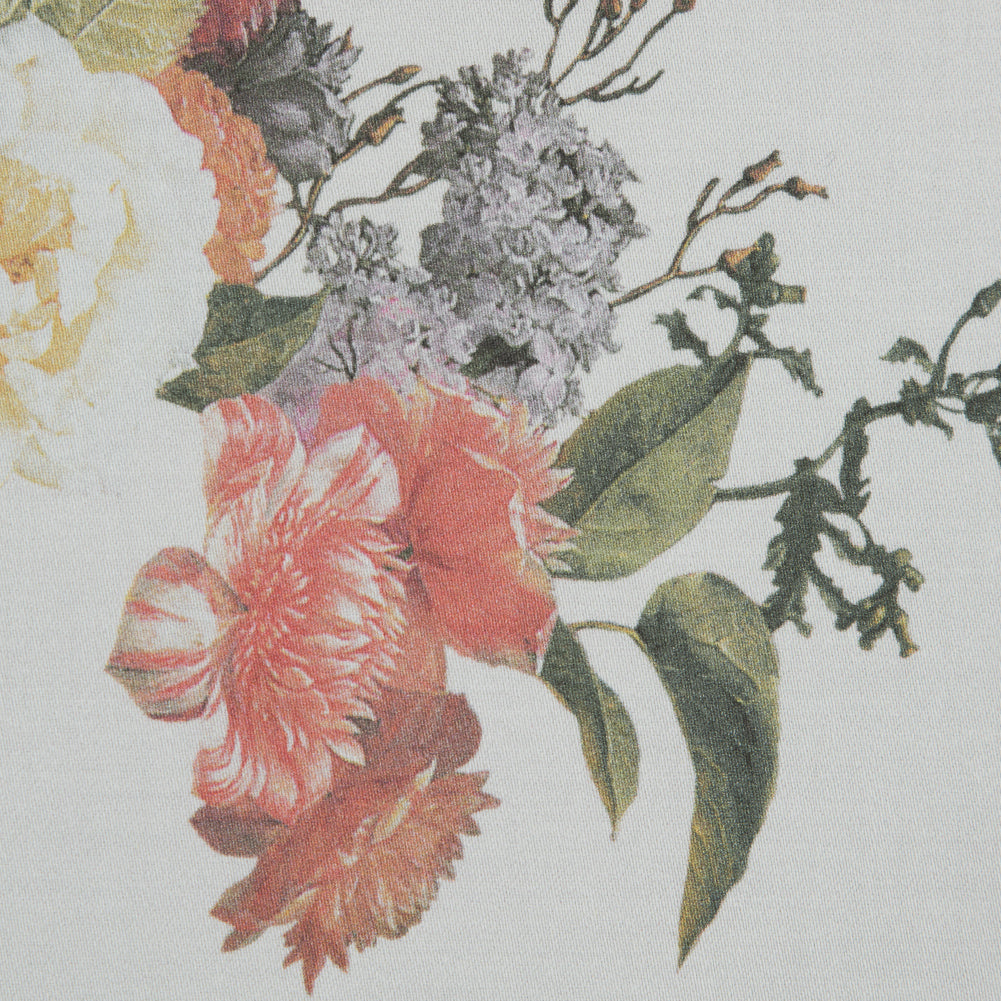 Stretch Cotton Sateen - White Floral - Ishvara's Wisdom Print - Mood Exclusive Surya Collection - Detail