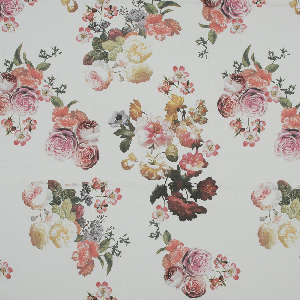 Stretch Cotton Sateen - White Floral - Ishvara's Wisdom Print - Mood Exclusive Surya Collection