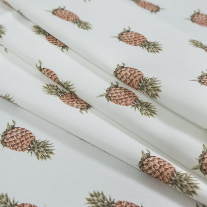 Stretch Cotton Sateen - Pineapples on White - Parvati's Peace Print - Mood Exclusive Surya Collection