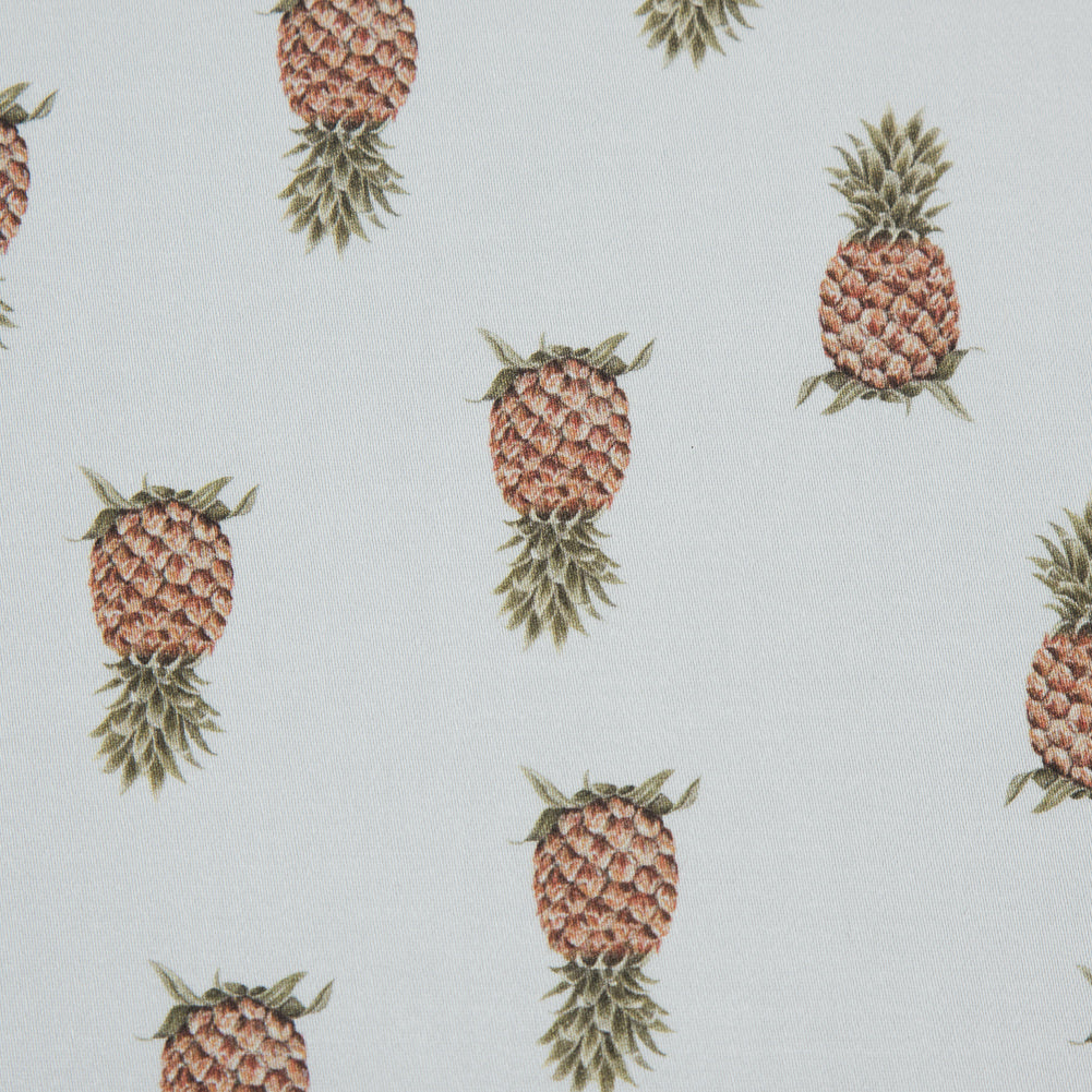 Stretch Cotton Sateen - Pineapples on White - Parvati's Peace Print - Mood Exclusive Surya Collection - Detail