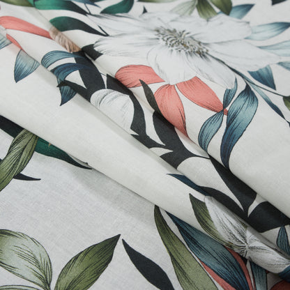 Cotton Voile - White and Green Floral - Regality of Renewal Print - Mood Exclusive Key Largo Collection