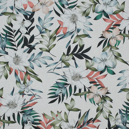 Cotton Voile - White and Green Floral - Regality of Renewal Print - Mood Exclusive Key Largo Collection