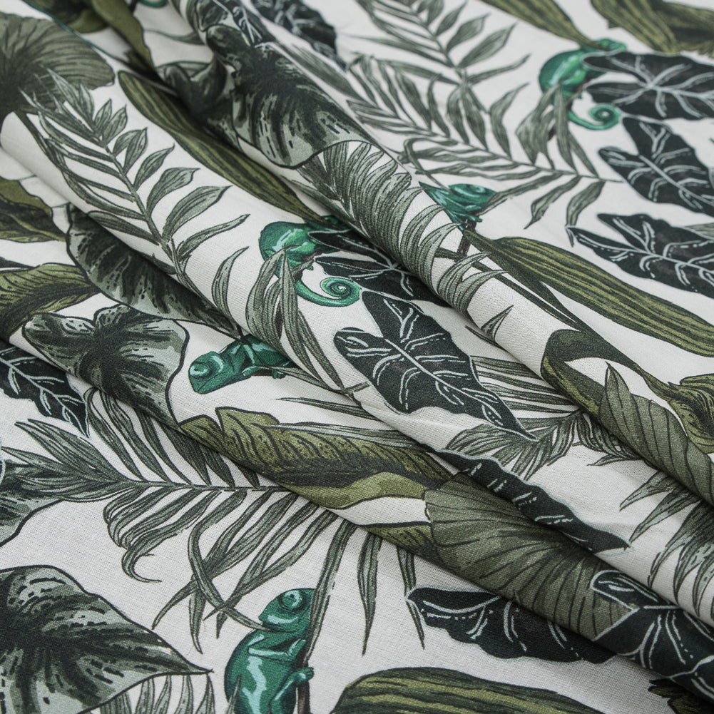 Cotton Voile - Green Foliage - Botanical Curiosity Print - Mood Exclusive Key Largo Collection - Folded