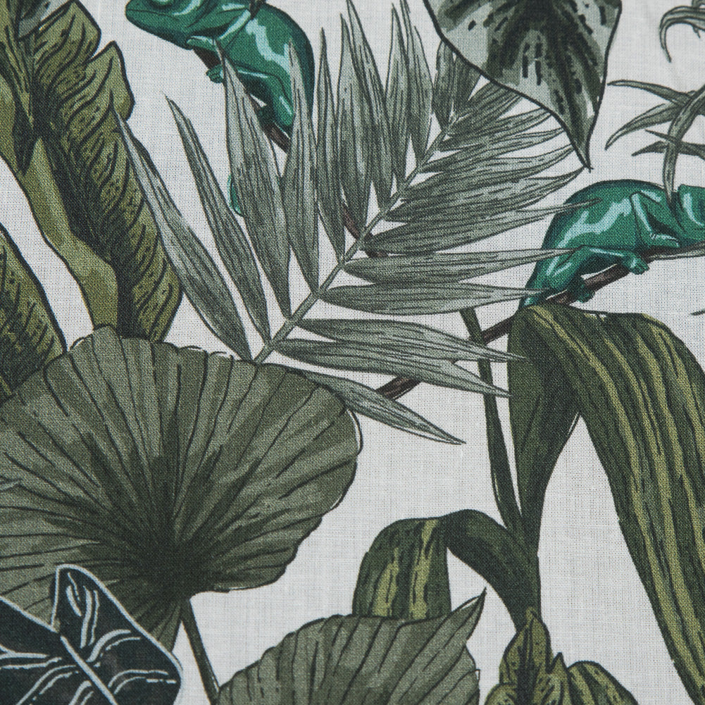 Cotton Voile - Green Foliage - Botanical Curiosity Print - Mood Exclusive Key Largo Collection - Detail