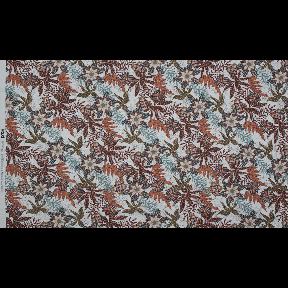 Cotton Voile - White and Orange Floral - Vitality of Admiration Print - Mood Exclusive Key Largo Collection - Full
