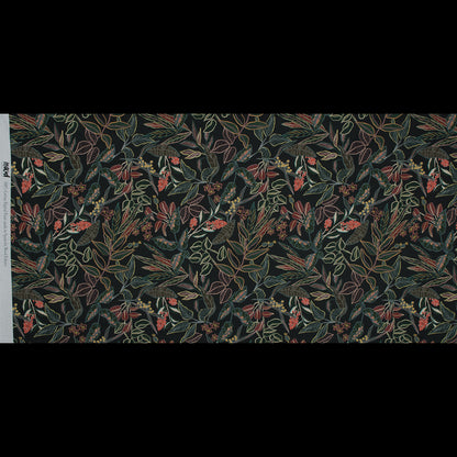 Cotton Voile - Black and Green Foliage - Mystery of Renewal Print - Mood Exclusive Key Largo Collection