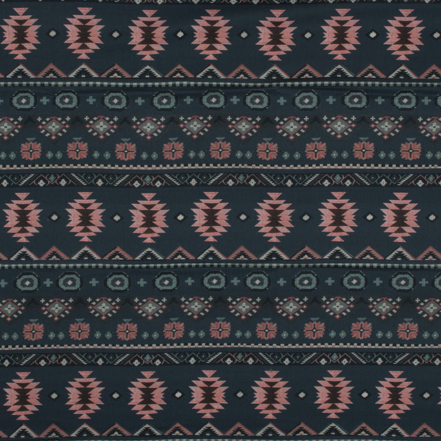 Cotton Voile - Charcoal and Pink Geometric Stripes - Wholeness of Stability Print - Mood Exclusive Key Largo Collection