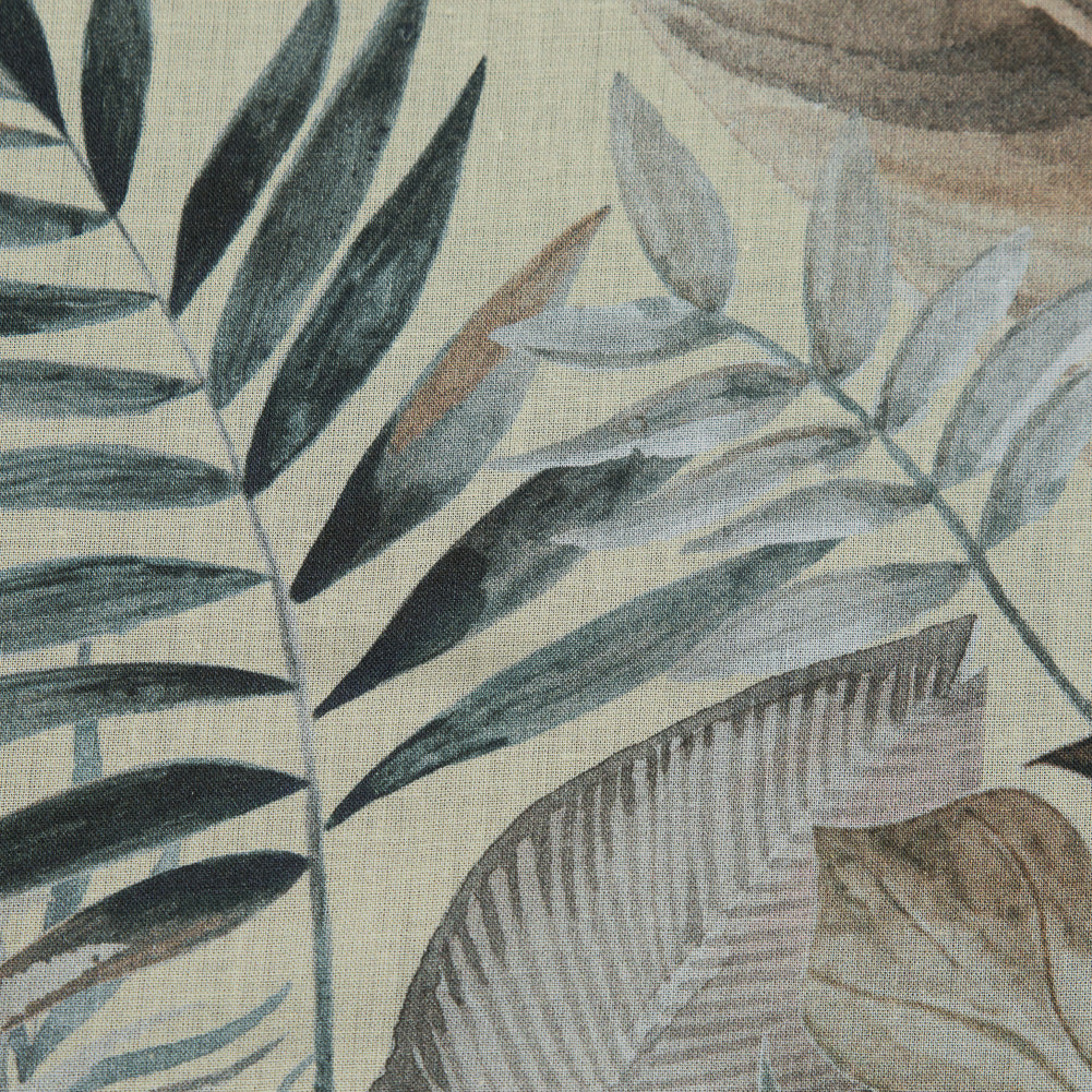 Cotton Voile - Yellow Tropical Leaves - Efficacy of Contentment Print - Mood Exclusive Key Largo Collection - Detail