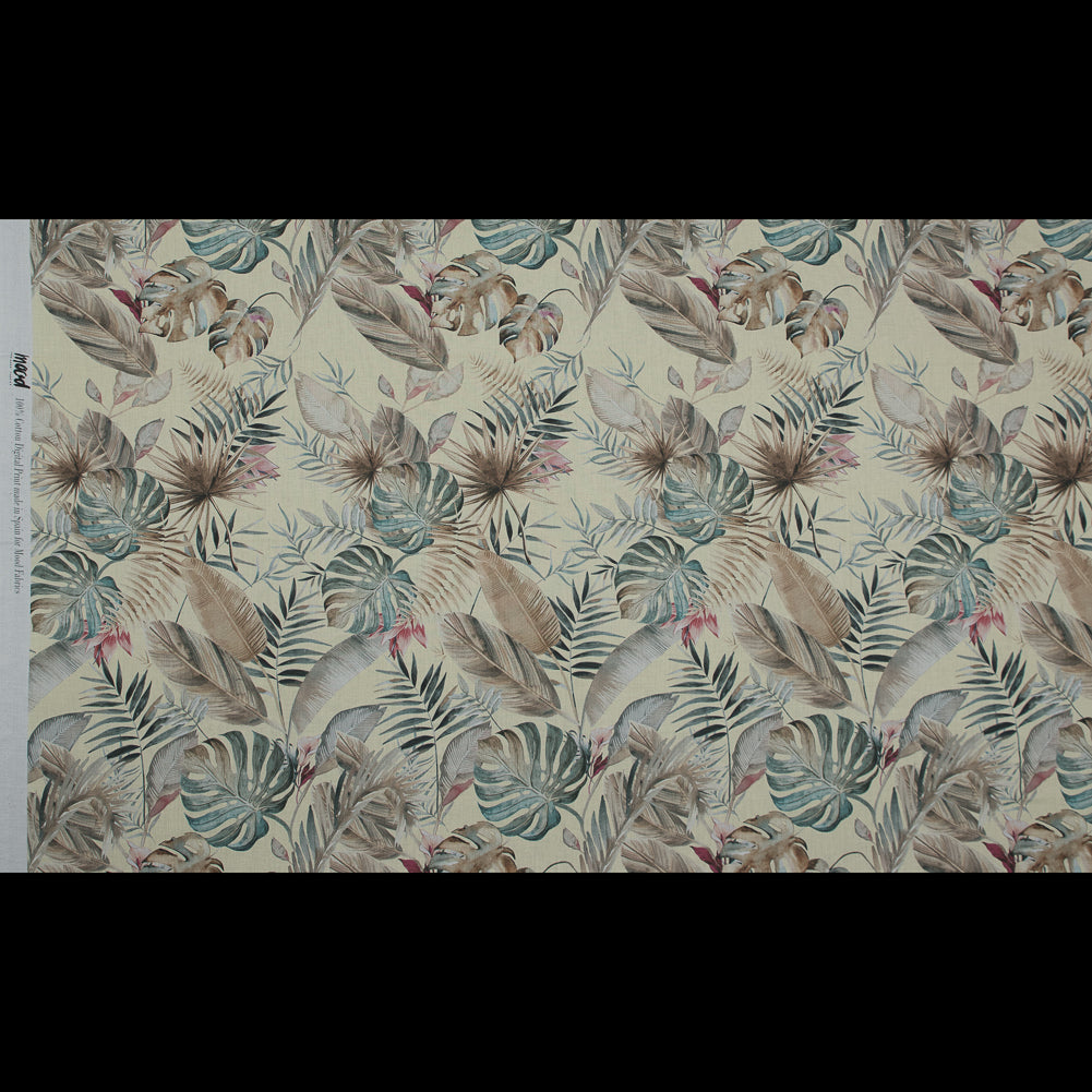Cotton Voile - Yellow Tropical Leaves - Efficacy of Contentment Print - Mood Exclusive Key Largo Collection - Full