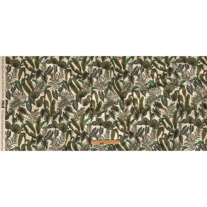 Stretch Cotton Sateen - Green Foliage - Botanical Curiosity Print - Mood Exclusive Key Largo Collection