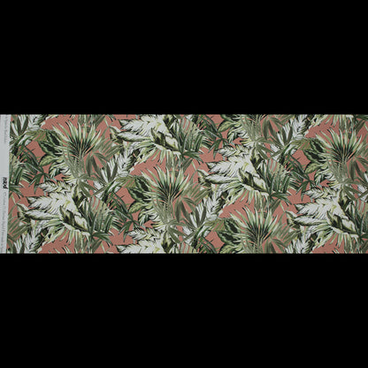 Stretch Cotton Sateen - Pink and Green Palm Leaves - Triumph of Clarity Print - Mood Exclusive Key Largo Collection