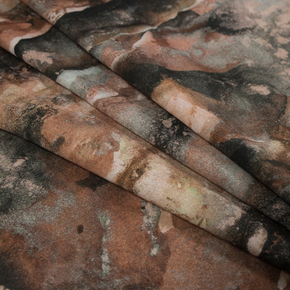 Stretch Cotton Sateen - Beige and Gray Abstract - Excitement of Rebellion Print - Mood Exclusive Key Largo Collection - Folded