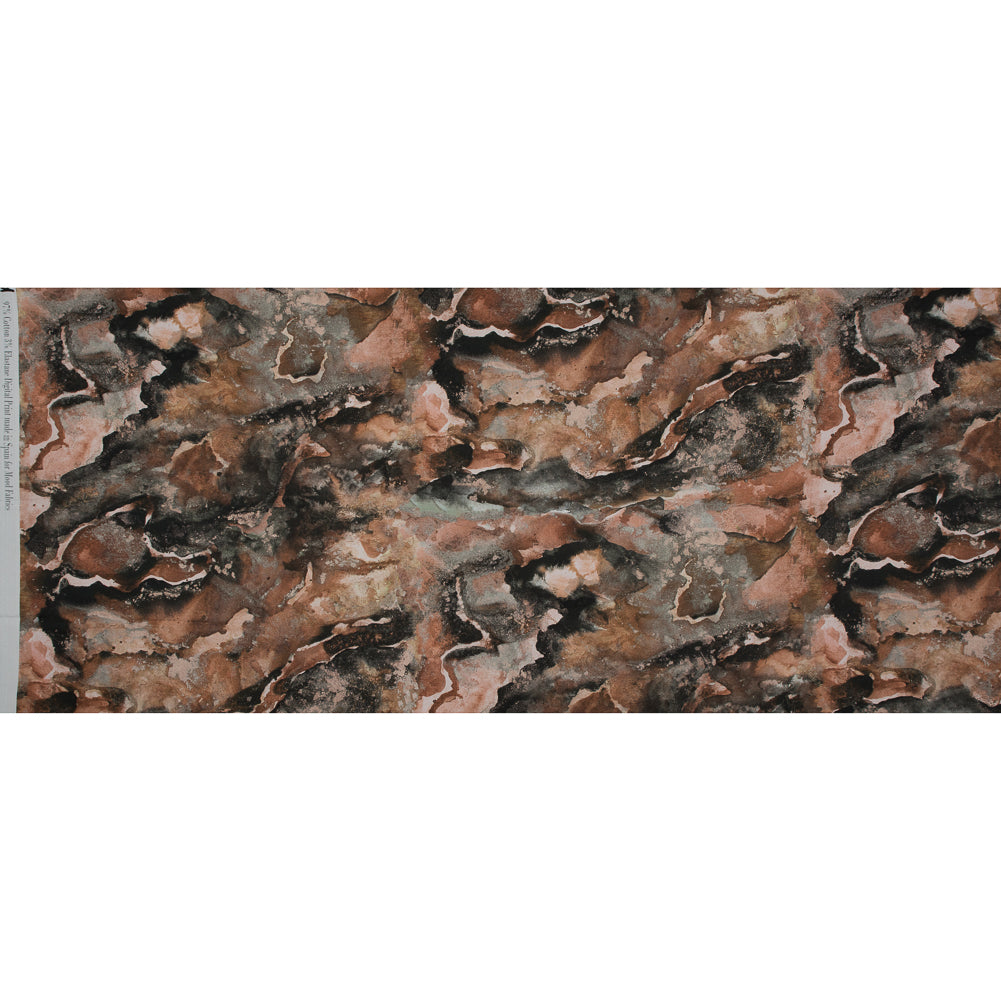 Stretch Cotton Sateen - Beige and Gray Abstract - Excitement of Rebellion Print - Mood Exclusive Key Largo Collection - Full
