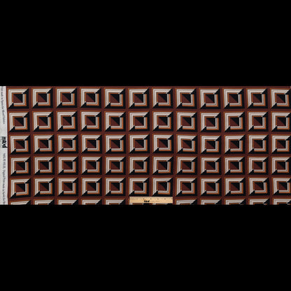 Stretch Polyester Crepe - Brown Geometric Squares - Corn Maze Print - Mood Exclusive Harvest Collection