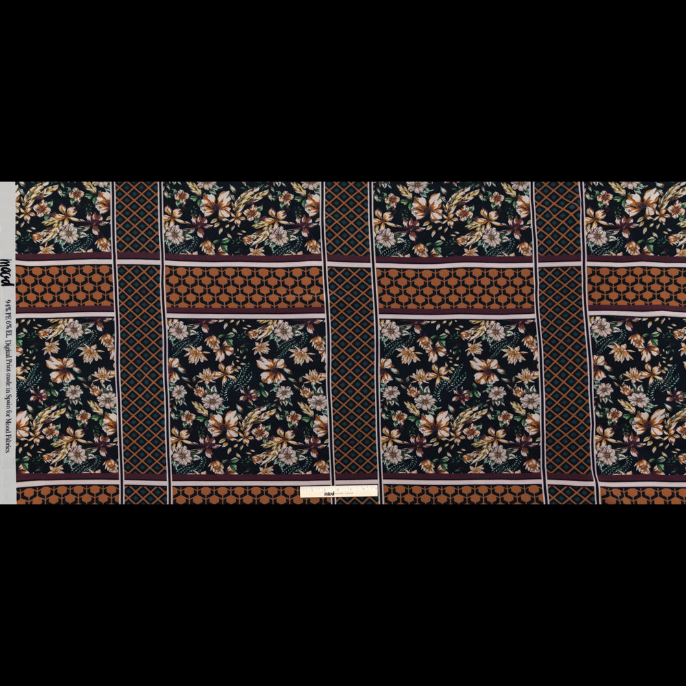 Stretch Polyester Crepe - Lattice Checks and Florals - Cidermaker's Window Print - Mood Exclusive Harvest Collection - Full