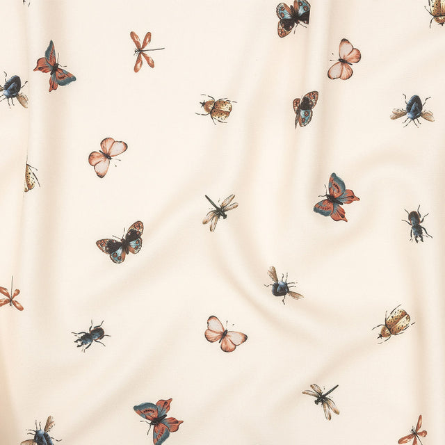 Stretch Polyester Crepe - Cream Insects - Butterfly Effect Print - Mood Exclusive Harvest Collection