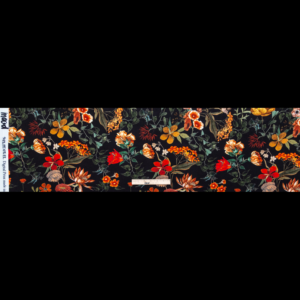 Stretch Polyester Crepe - Black Floral - Garden of Earthly Delights Print - Mood Exclusive Harvest Collection - Full