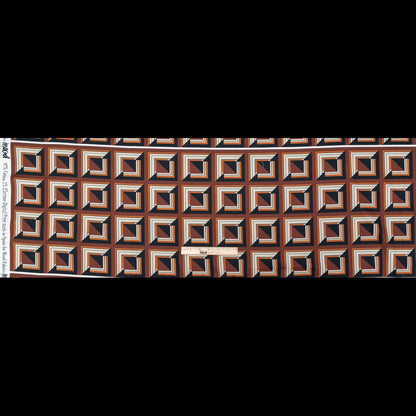 Stretch Cotton Sateen - Brown Geometric Squares - Corn Maze Print - Mood Exclusive Harvest Collection