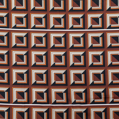 Stretch Cotton Sateen - Brown Geometric Squares - Corn Maze Print - Mood Exclusive Harvest Collection