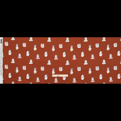Stretch Cotton Sateen - Rust Faces - Run the World Print - Mood Exclusive Harvest Collection