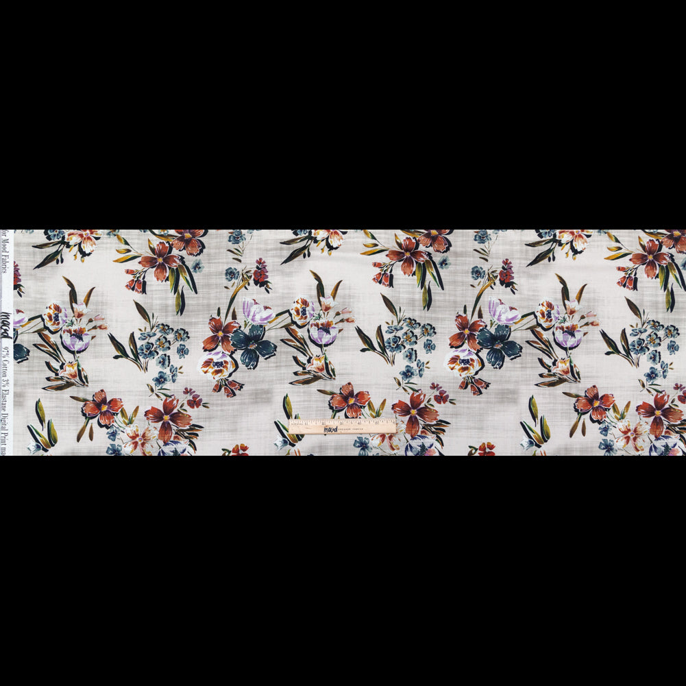 Stretch Cotton Sateen - Off-White FLoral - New Americana Print - Mood Exclusive Harvest Collection - Full