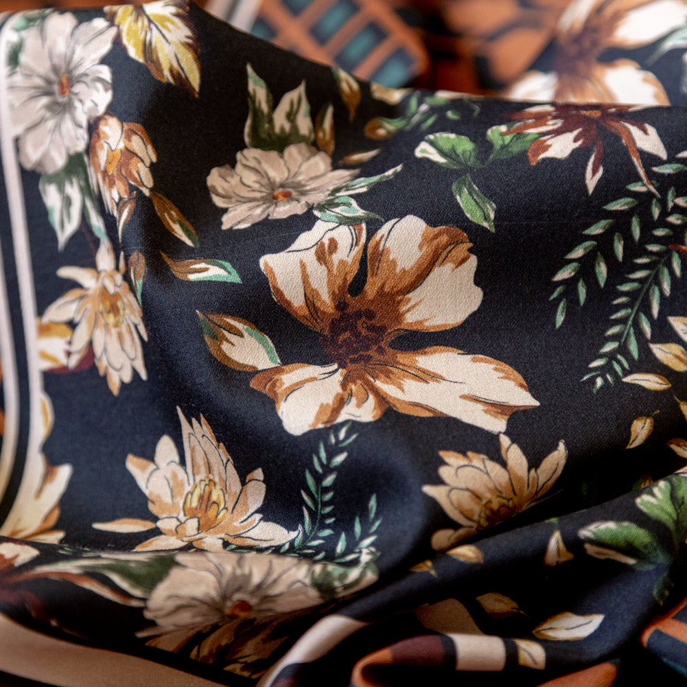 Stretch Cotton Sateen - Lattice Checks and Florals - Cidermaker's Window Print - Mood Exclusive Harvest Collection - Detail