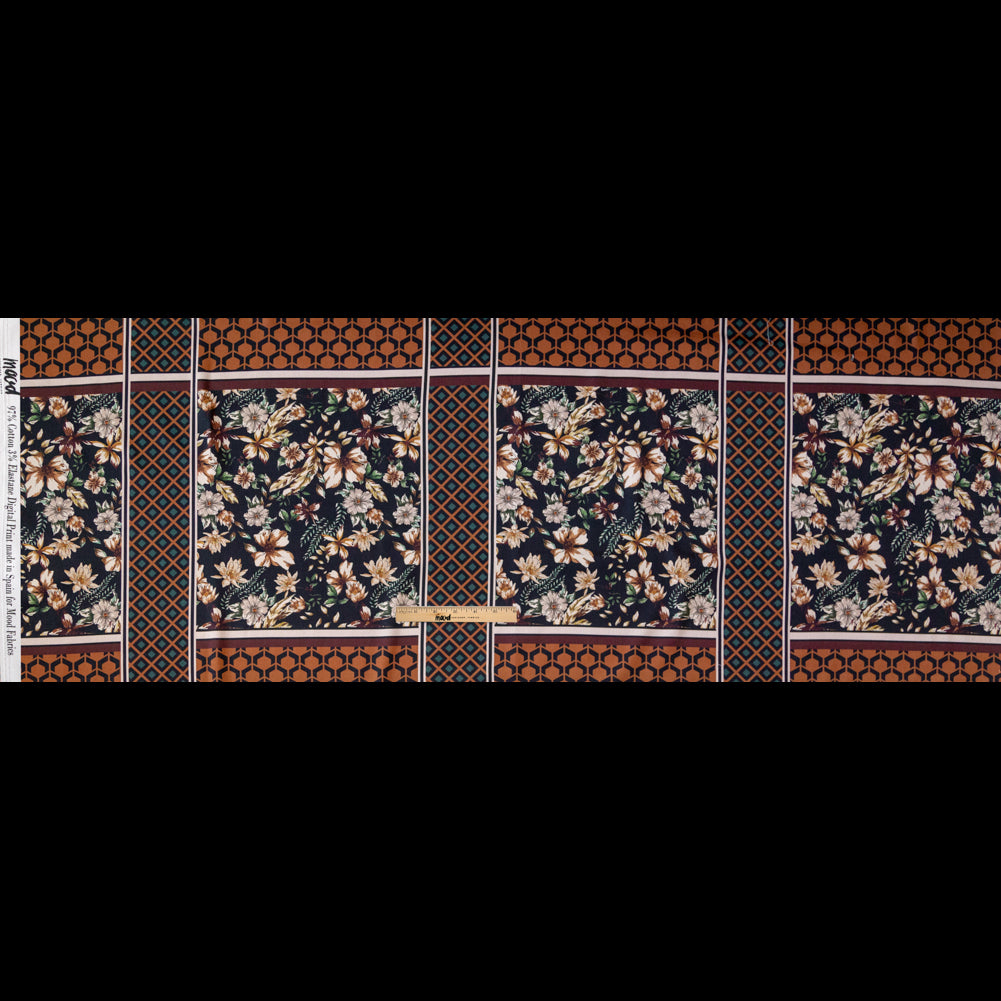 Stretch Cotton Sateen - Lattice Checks and Florals - Cidermaker's Window Print - Mood Exclusive Harvest Collection - Full