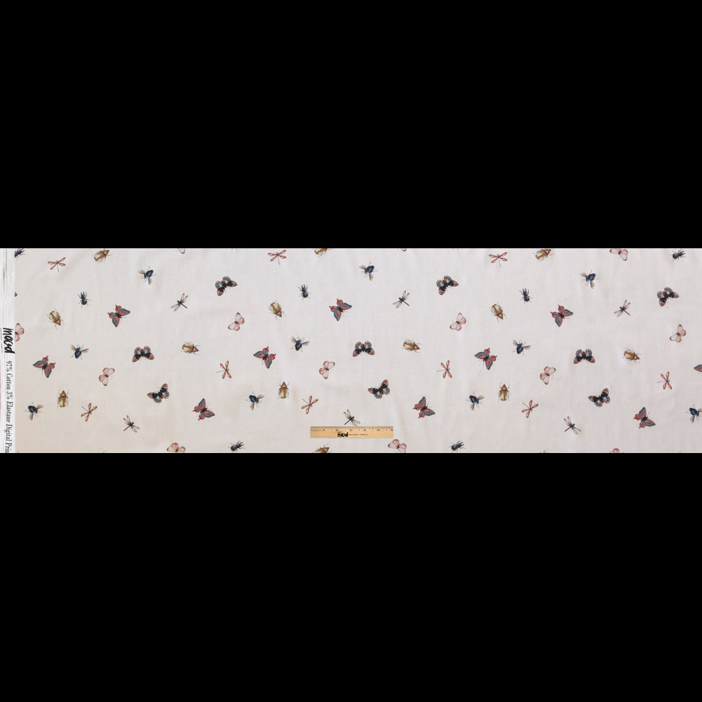 Stretch Cotton Sateen - Cream Insects - Butterfly Effect Print - Mood Exclusive Harvest Collection - Full