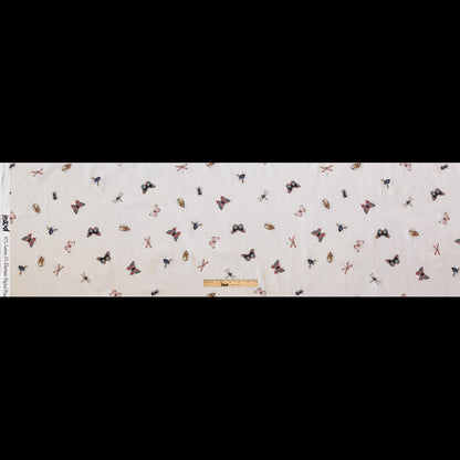Stretch Cotton Sateen - Cream Insects - Butterfly Effect Print - Mood Exclusive Harvest Collection