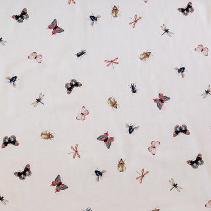 Stretch Cotton Sateen - Cream Insects - Butterfly Effect Print - Mood Exclusive Harvest Collection