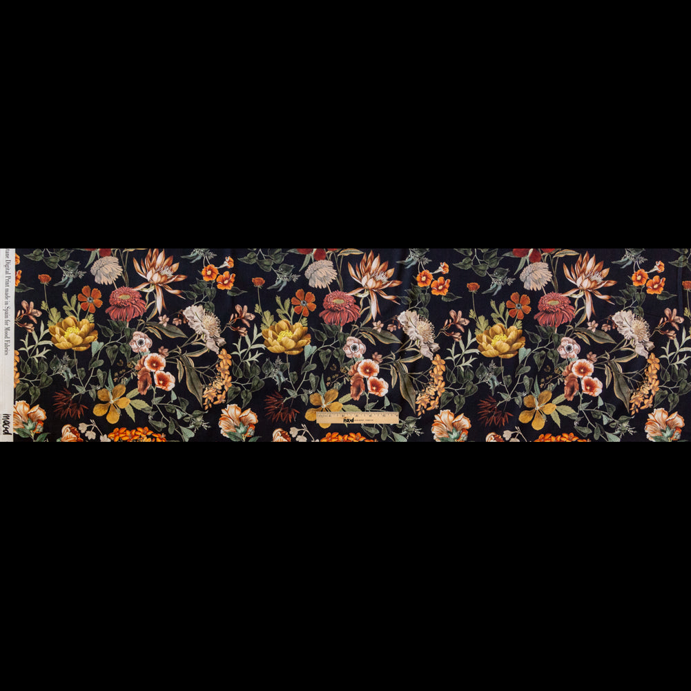 Stretch Cotton Sateen - Black Floral - Garden of Earthly Delights Print - Mood Exclusive Harvest Collection - Full
